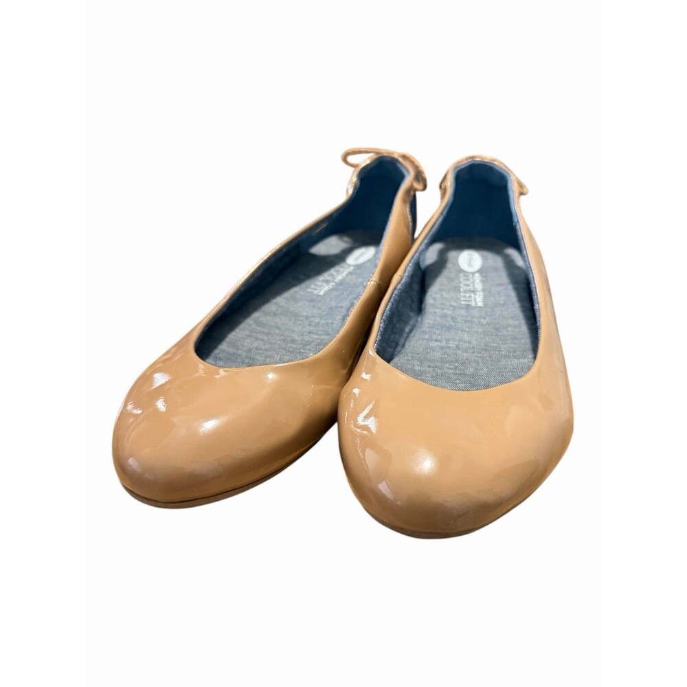 Dr. Scholl's Nude Patent Leather Ballet Flats Bow  Workwear Preppy Casual 7.5